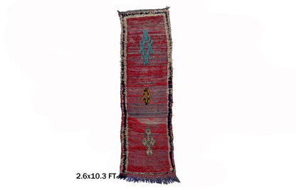 Tapis de couloir marocain 3x10, laine longue, décoration d'intérieur.