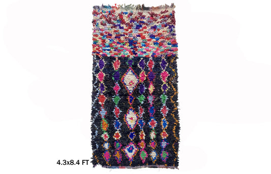 Boucherouite Colorful Moroccan Area Rug 4x8.