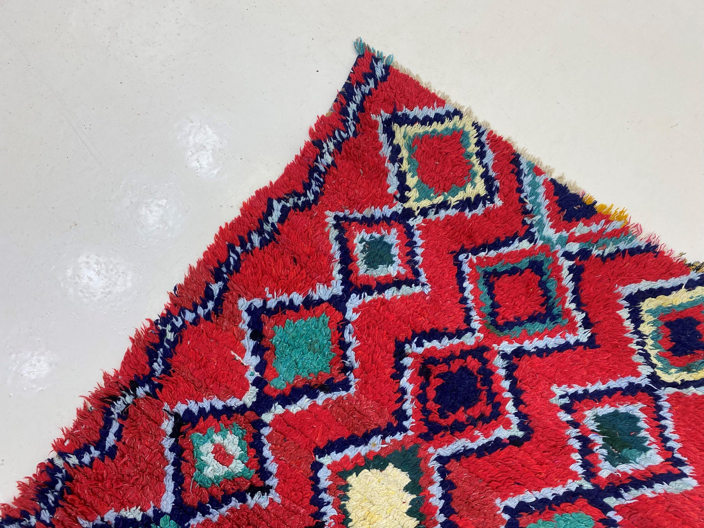 Tapis de couloir berbère marocain, tapis de couloir vintage diamant 3x7.