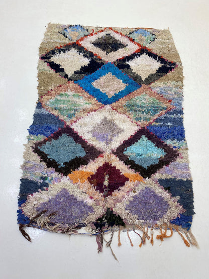 Boucherouite Vintage Moroccan Rug 4x7.