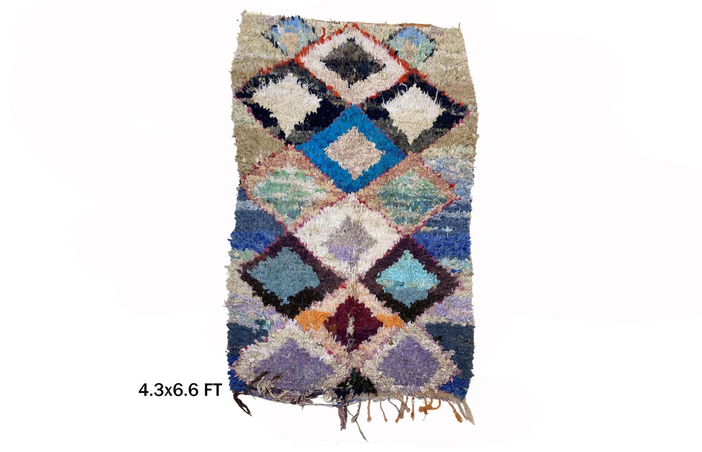 Boucherouite Vintage Moroccan Rug 4x7.