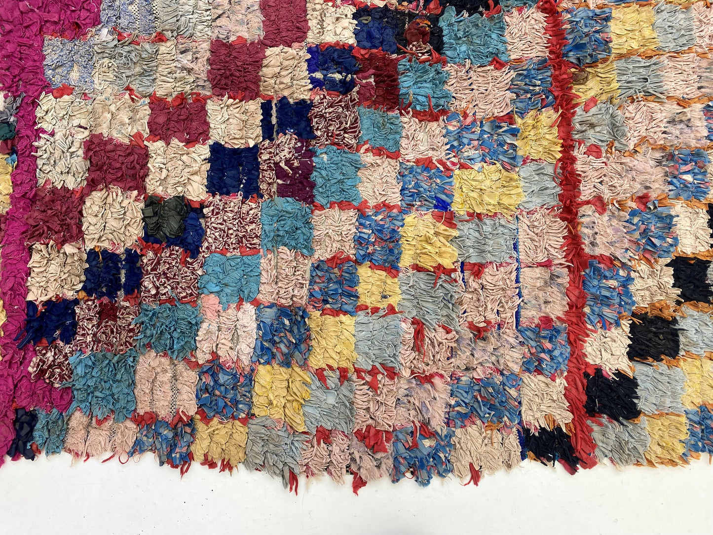 4x5 Boucherouite Vintage Moroccan Area Rug.