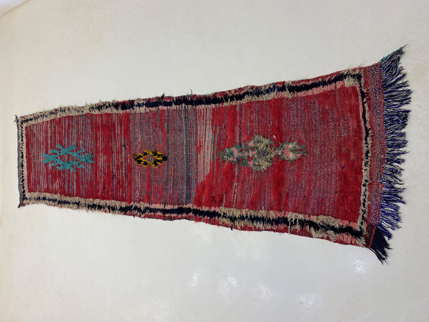 Tapis de couloir marocain 3x10, laine longue, décoration d'intérieur.