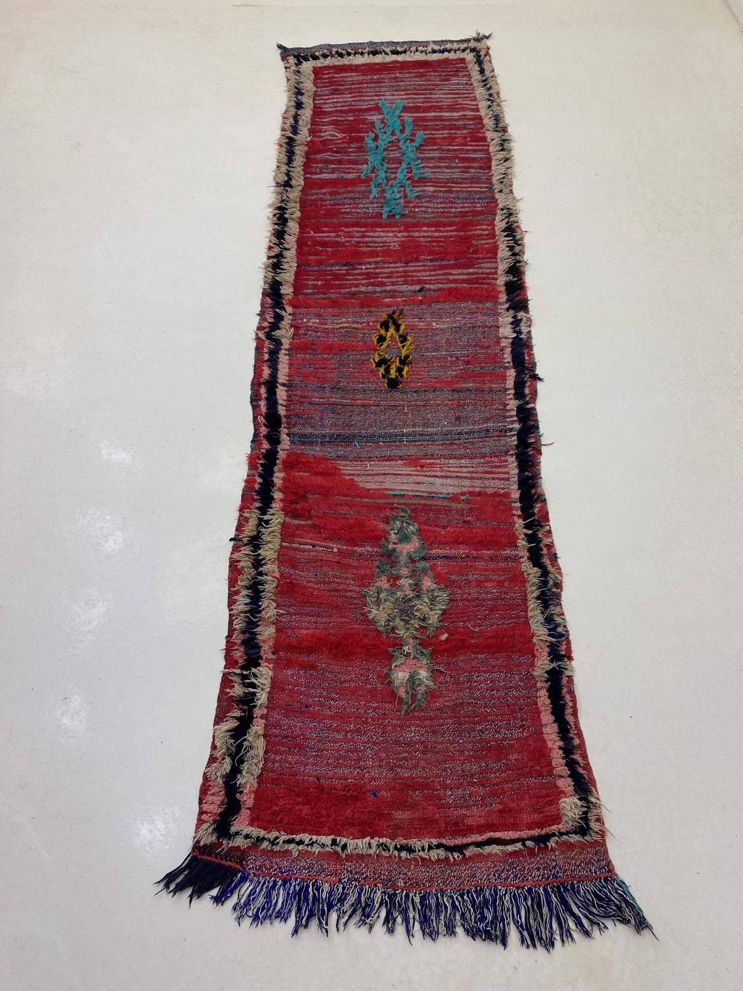 Tapis de couloir marocain 3x10, laine longue, décoration d'intérieur.