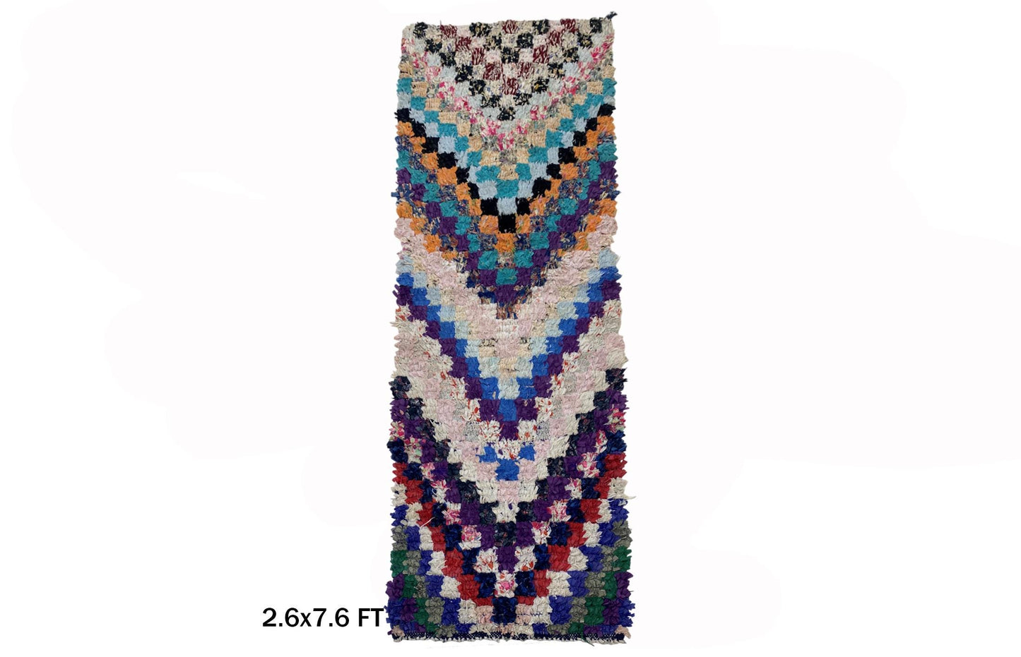 Tapis de couloir marocain 3x8, tapis de couloir vintage Boucherouite.