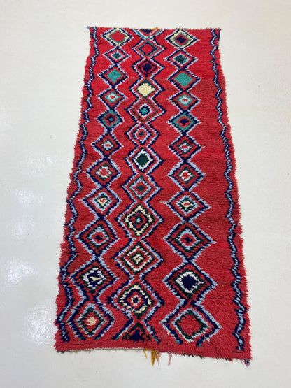 Tapis de couloir berbère marocain, tapis de couloir vintage diamant 3x7.