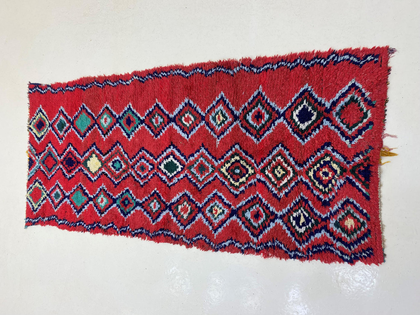 Tapis de couloir berbère marocain, tapis de couloir vintage diamant 3x7.