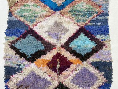 Boucherouite Vintage Moroccan Rug 4x7.