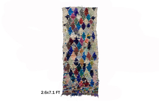 Tapis de couloir berbère marocain, tapis vintage Boucherouite 3x7.