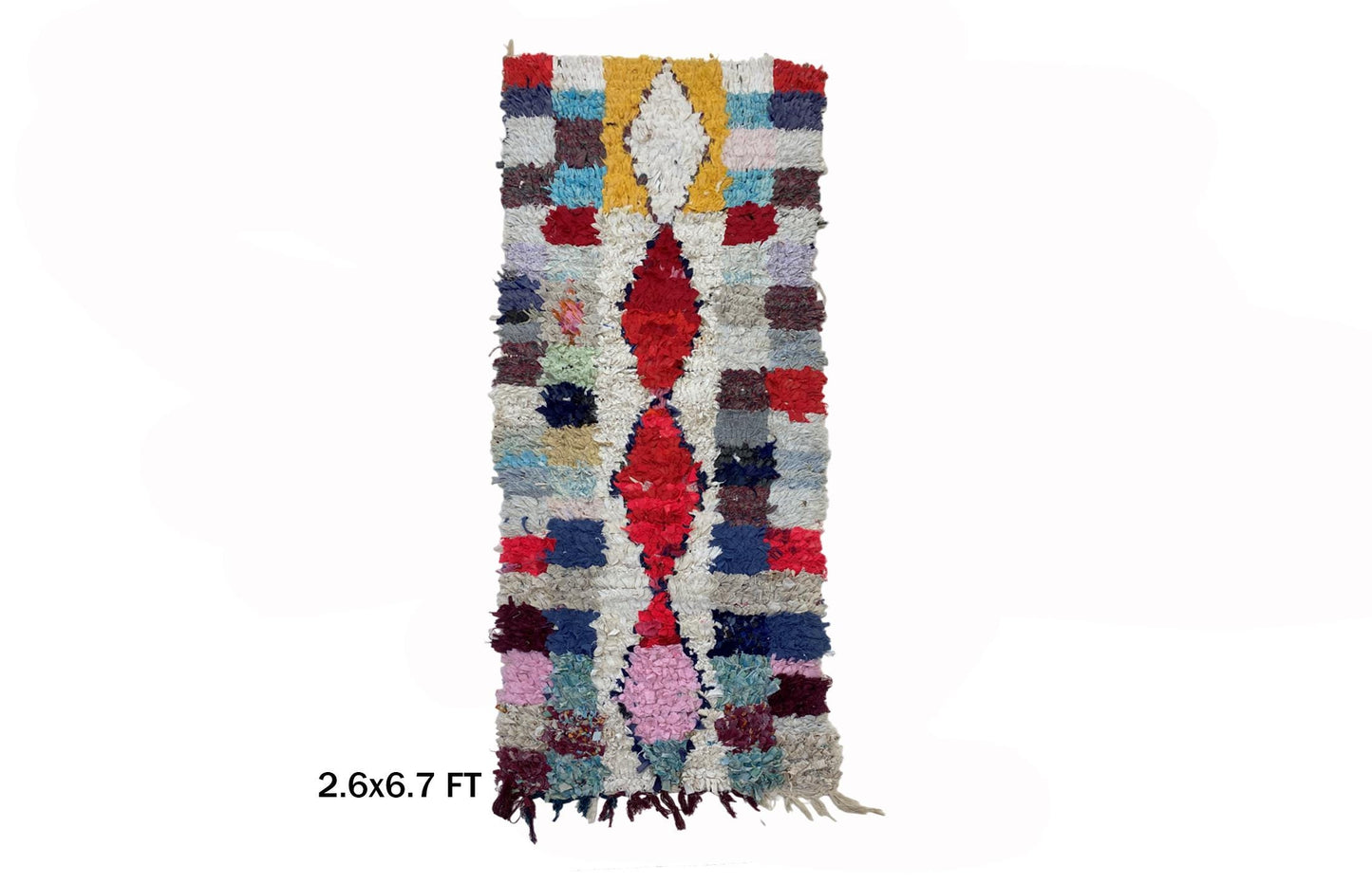 Tapis de couloir Boucherouite à losanges marocain 3x7.