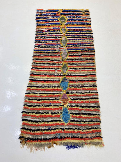 Tapis de couloir marocain à rayures colorées 3x7.