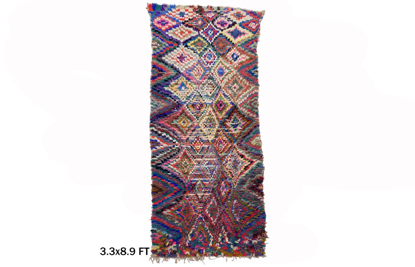 Tapis de couloir berbère marocain à losanges 3x9.