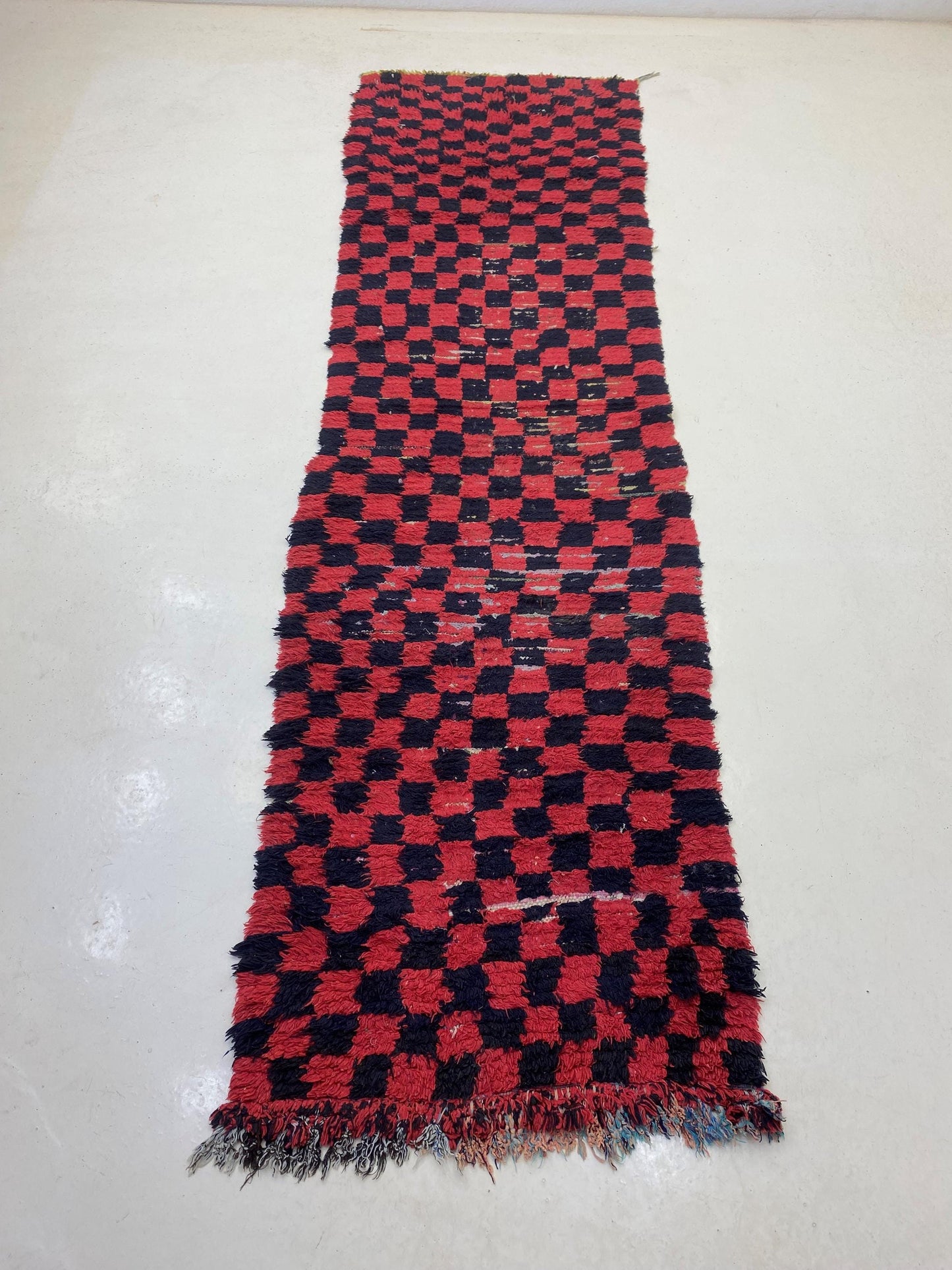 Tapis de couloir à carreaux vintage marocain 3x10.