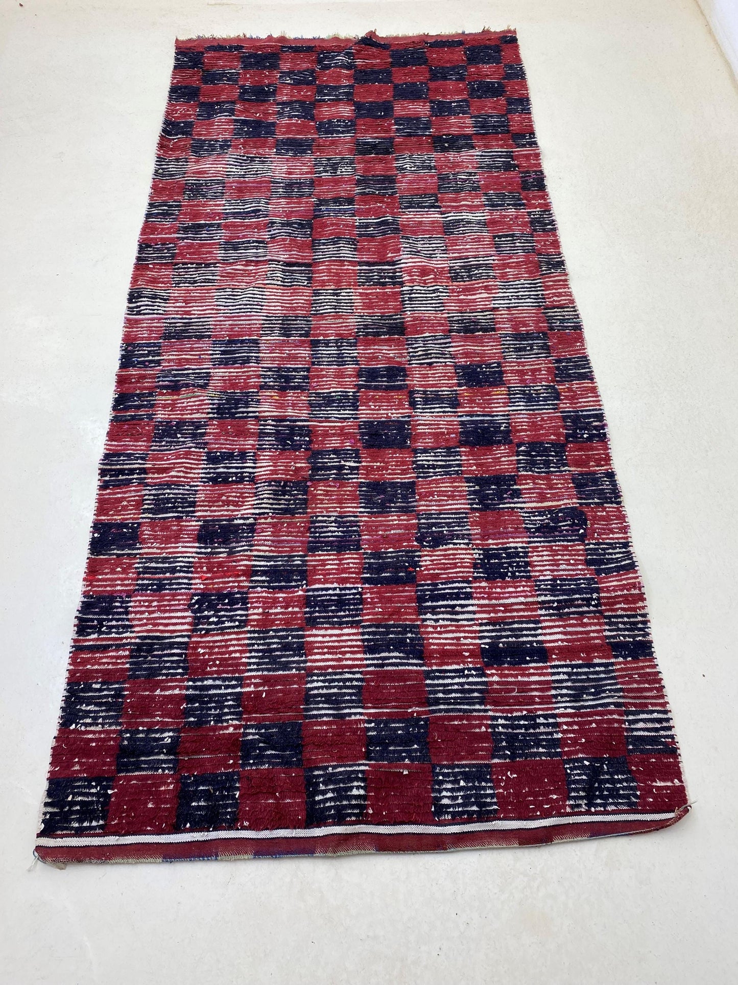 Tapis marocain coloré, tapis à carreaux délavé 5x10.