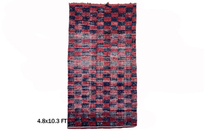 Tapis marocain coloré, tapis à carreaux délavé 5x10.