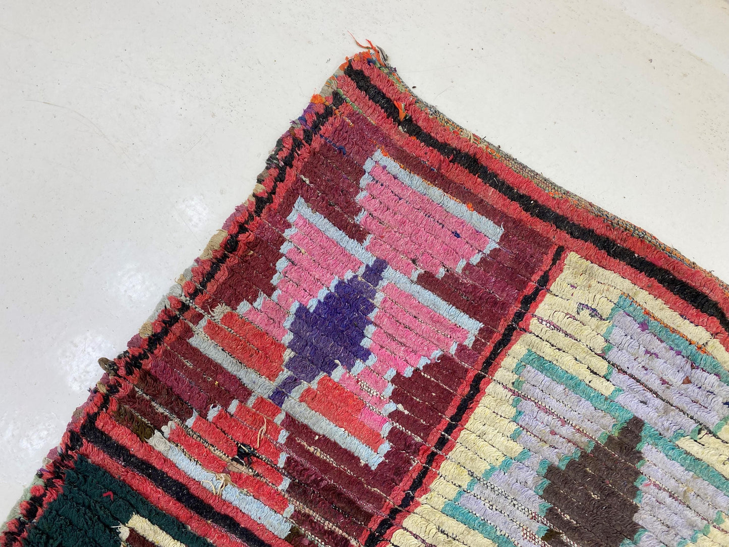 Unique Moroccan Rug Runner, 3x8 Geometric Colorful Runner.