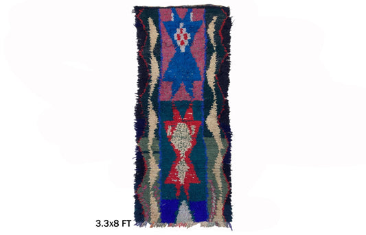 Tapis de couloir marocain long 3x8, tapis d'intérieur vintage unique.