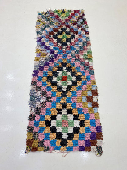 Tapis de couloir à carreaux 3x7, tapis de couloir marocain coloré à losanges.