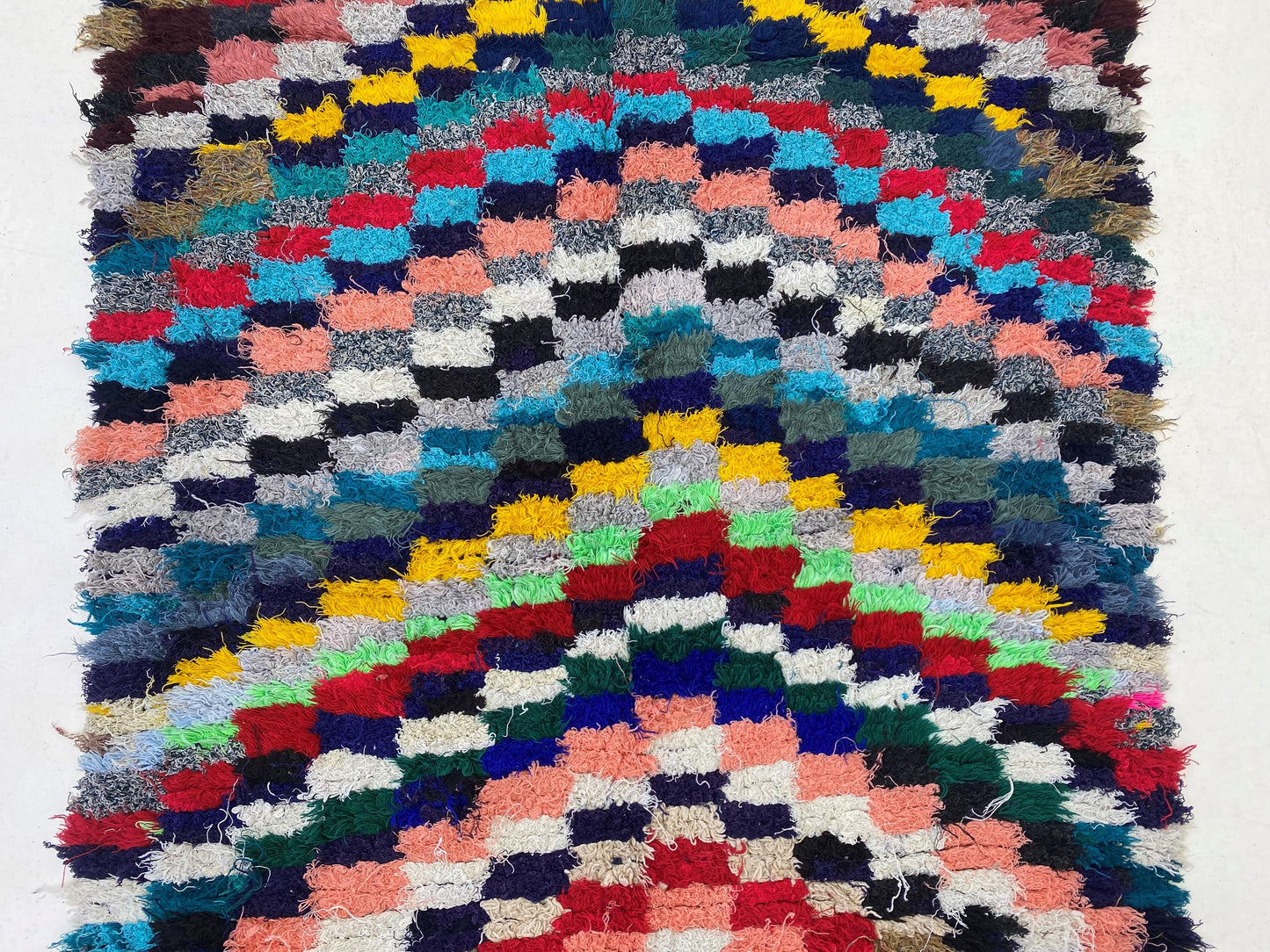 Tapis marocain 4x8, tapis à carreaux colorés.