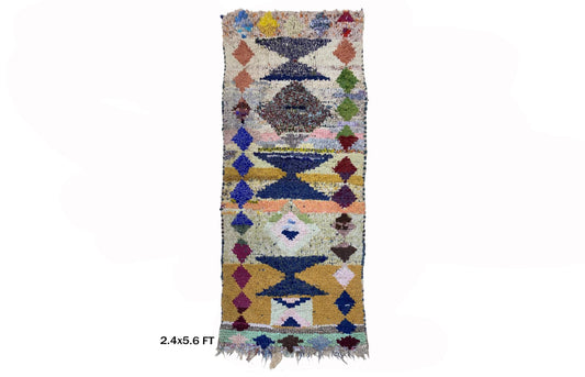 Petit tapis marocain : Tapis de couloir vintage coloré 2x6.