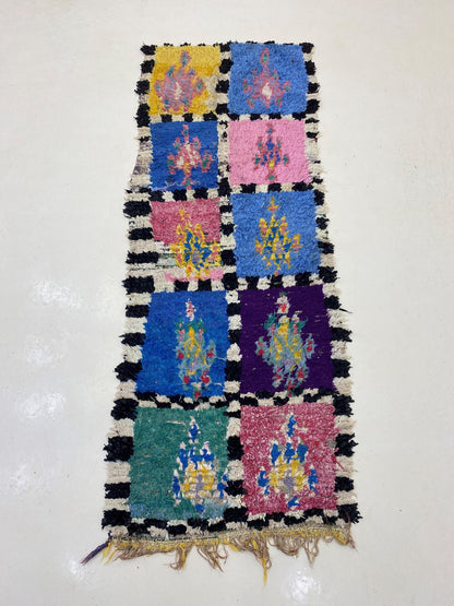 Tapis de couloir étroit 2x7 : tapis de couloir vintage marocain.