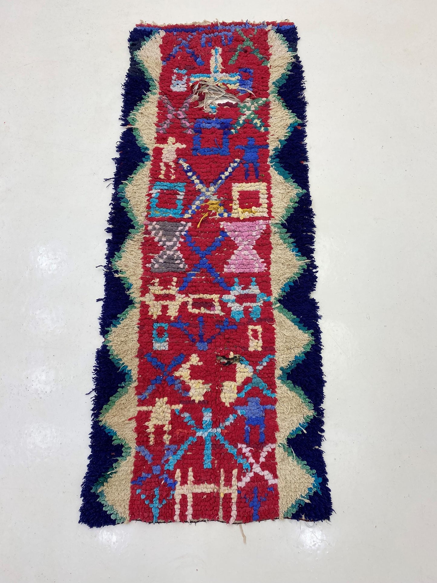 Petit tapis de couloir marocain abstrait 2x6.