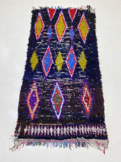 Tapis marocain coloré à losanges 3x7.