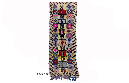 Tapis marocain vintage coloré 3x9,5.