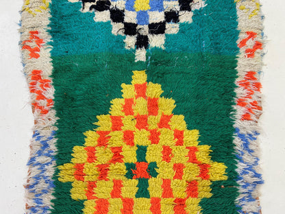 Tapis de couloir marocain vintage à losanges 3x7.