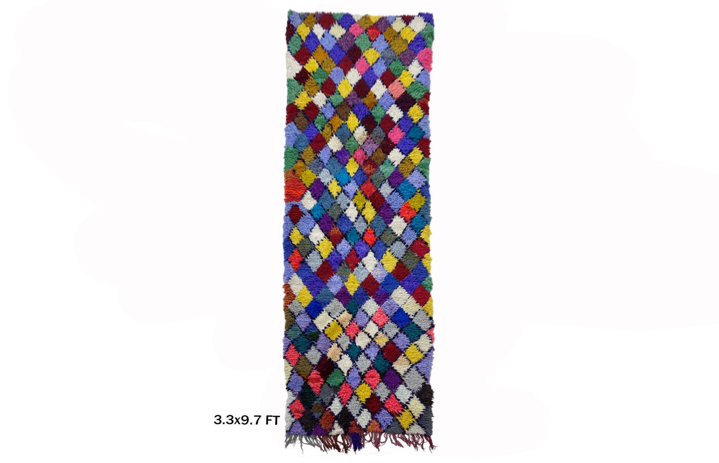 Tapis de couloir marocain Diamond 3x10, tapis de couloir bohème vintage.