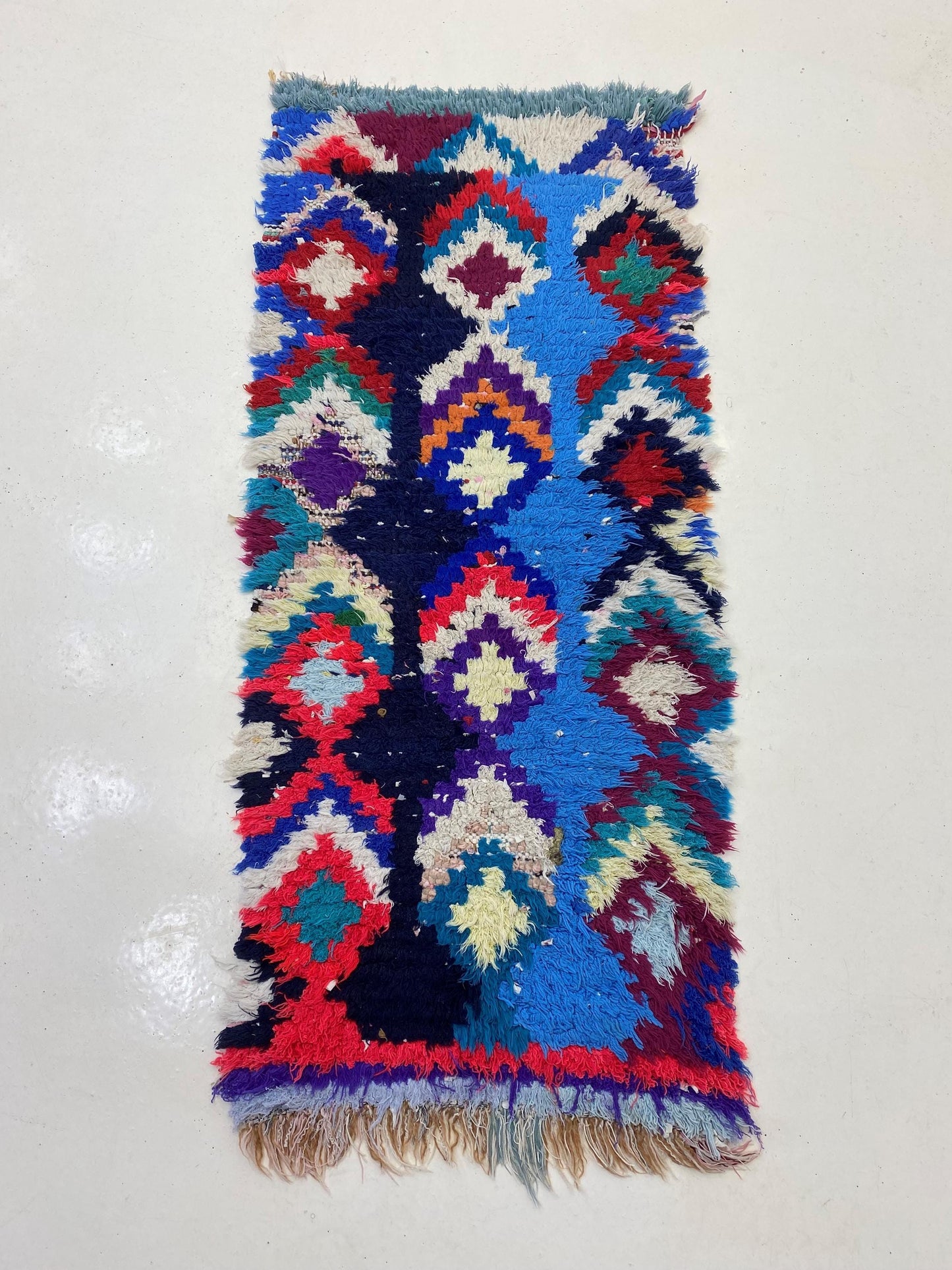 2x5 Small Moroccan Vintage Boho Runner Rug.