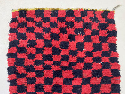 Tapis de couloir à carreaux vintage marocain 3x10.