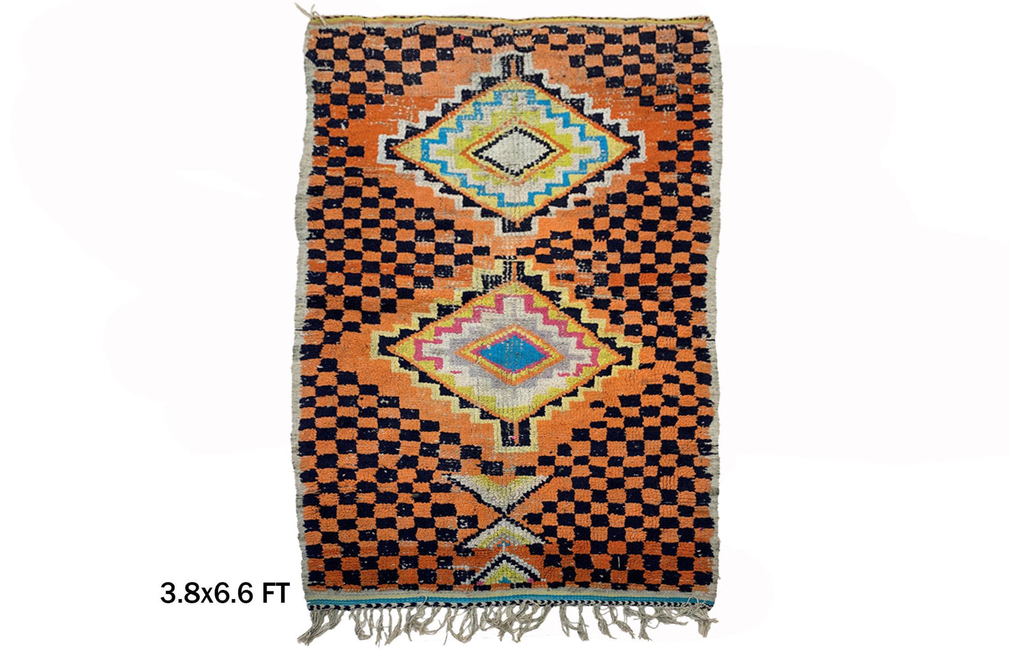 Tapis à carreaux vintage marocain 4x7.