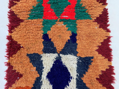 Tapis de couloir marocain long 2x7,5, petit tapis de couloir bohème unique.