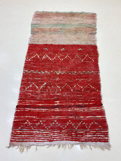 Wool Moroccan 4x8 Rug Runner, Narrow Vintage old Runner rug.