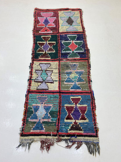 Unique Moroccan Rug Runner, 3x8 Geometric Colorful Runner.