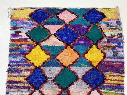 Tapis marocain à losanges 5x7, tapis bohème coloré.