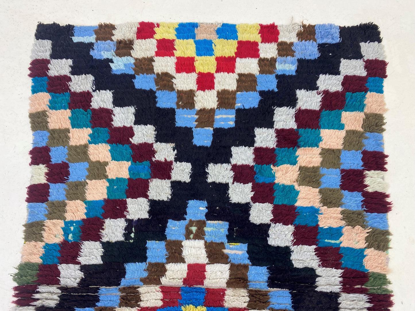 Tapis de couloir à carreaux étroit 3x10, tapis de couloir marocain coloré.