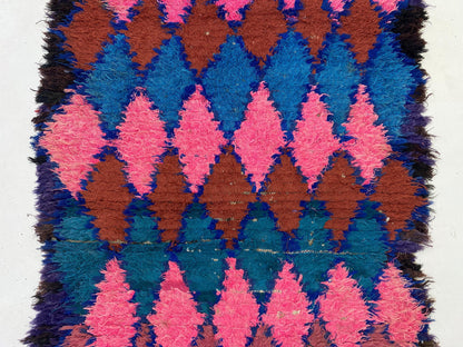 Tapis de couloir marocain Diamond 3x8, tapis de couloir berbère coloré.