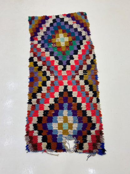 Tapis de couloir marocain à carreaux 3x6, tapis de couloir coloré à losanges.