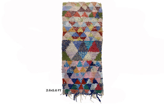 Petit tapis de couloir marocain 3x6, tapis de couloir berbère à losanges.