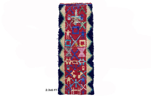 Petit tapis de couloir marocain abstrait 2x6.