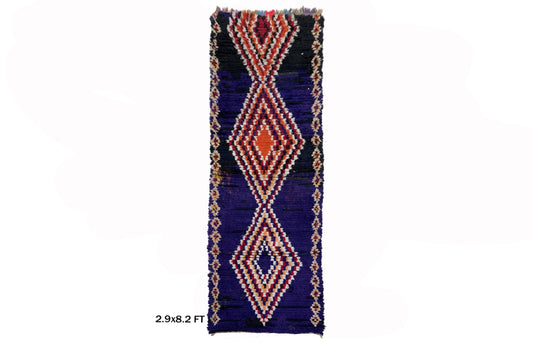 Tapis marocain 3x8, tapis vintage à losanges pour votre maison.